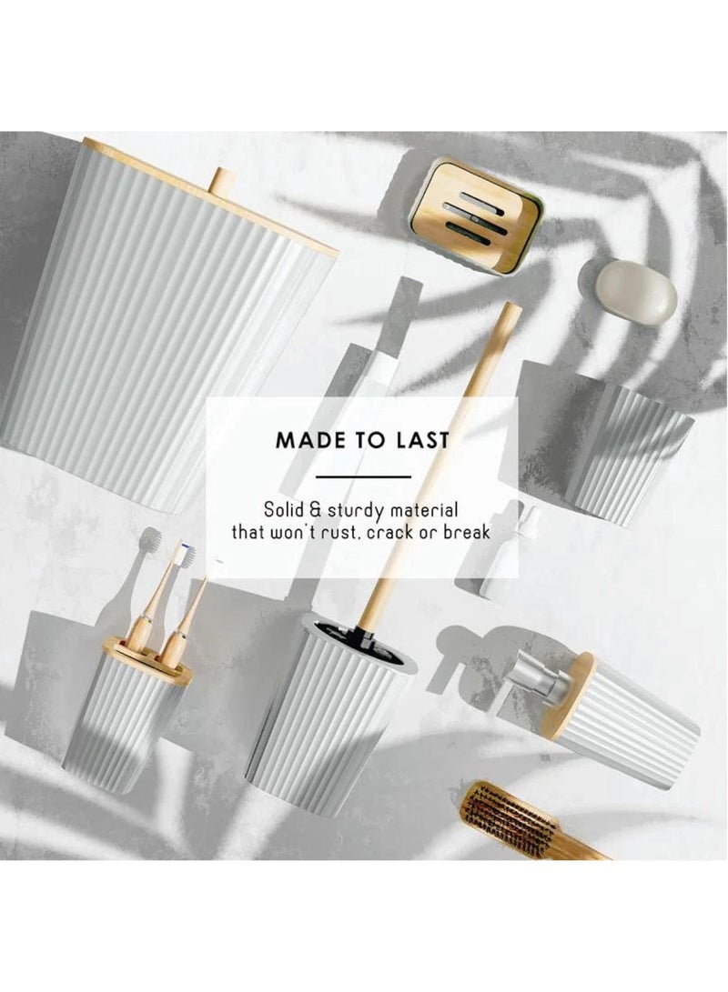 DUNISO 6 Pcs Bathroom Accessories Set,Household Toiletries Set,Sturdy and Durable,with Garbage can, Soap Dish, Toilet Brush, Mouthwash Cup, Lotion Bottle, Toothbrush Holder,Suitable for Family and Travel Use - Image 4